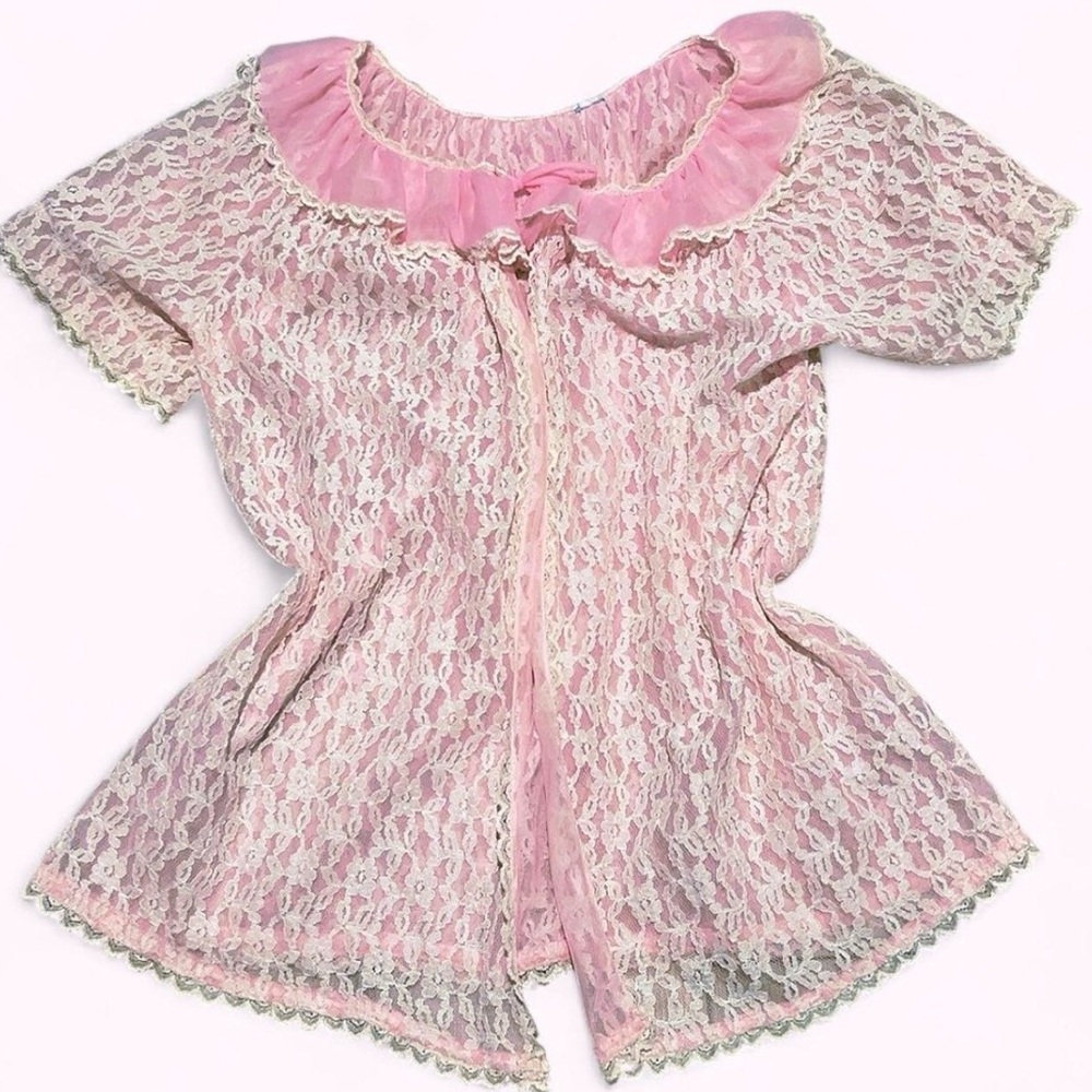 Kawaii vintage lace pink babydoll top!